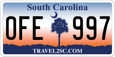 SC license plate OFE997