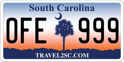 SC license plate OFE999