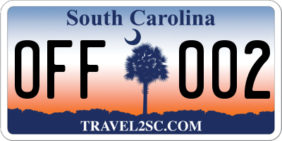SC license plate OFF002