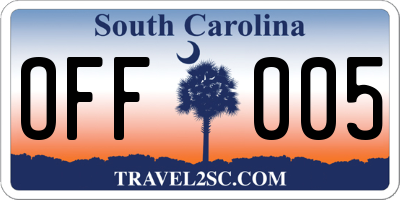SC license plate OFF005