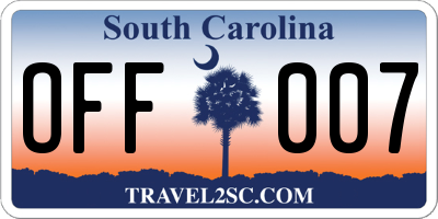 SC license plate OFF007