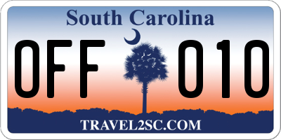SC license plate OFF010