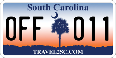 SC license plate OFF011