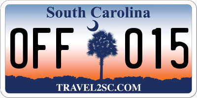 SC license plate OFF015