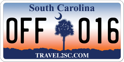 SC license plate OFF016