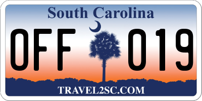 SC license plate OFF019