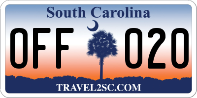 SC license plate OFF020