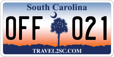 SC license plate OFF021