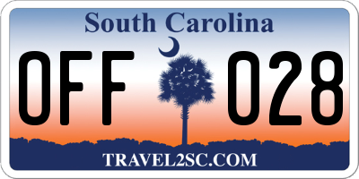 SC license plate OFF028