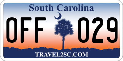 SC license plate OFF029