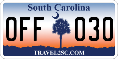 SC license plate OFF030