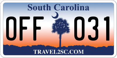 SC license plate OFF031