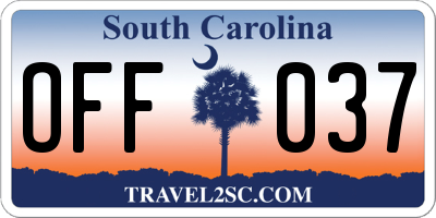 SC license plate OFF037
