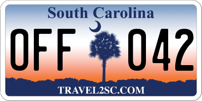 SC license plate OFF042