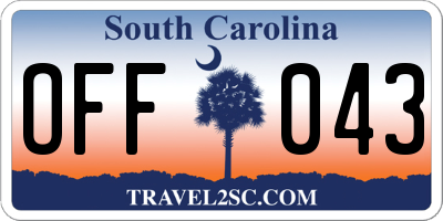 SC license plate OFF043