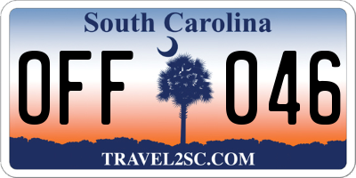 SC license plate OFF046