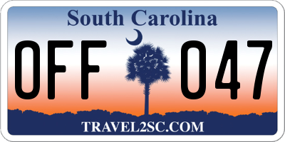 SC license plate OFF047