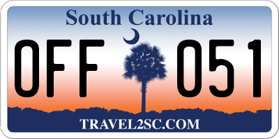 SC license plate OFF051