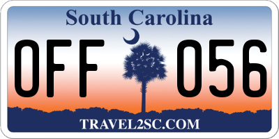 SC license plate OFF056