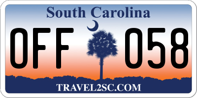 SC license plate OFF058