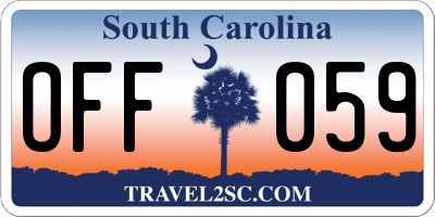 SC license plate OFF059