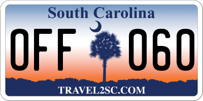 SC license plate OFF060