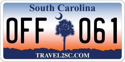 SC license plate OFF061