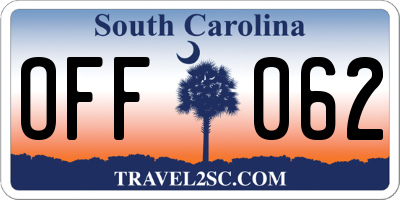 SC license plate OFF062