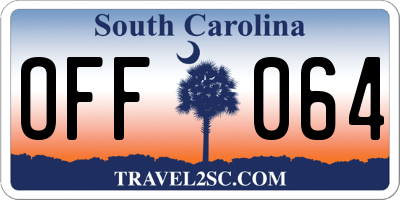 SC license plate OFF064