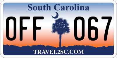 SC license plate OFF067