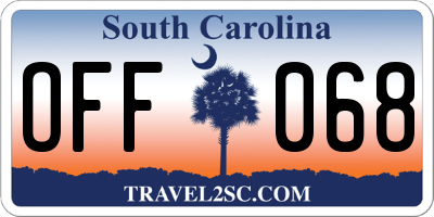 SC license plate OFF068