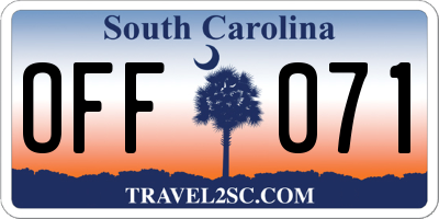 SC license plate OFF071