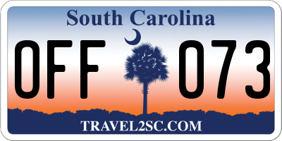 SC license plate OFF073