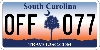 SC license plate OFF077