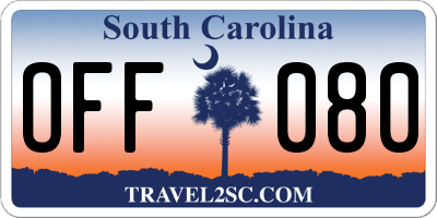 SC license plate OFF080