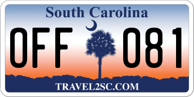 SC license plate OFF081