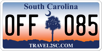 SC license plate OFF085
