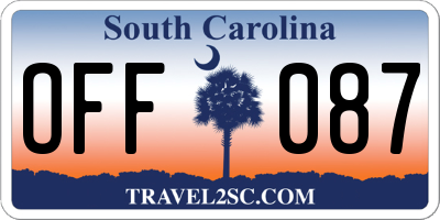 SC license plate OFF087
