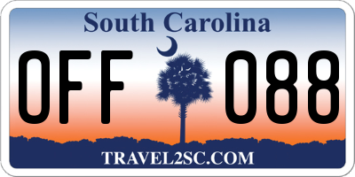SC license plate OFF088