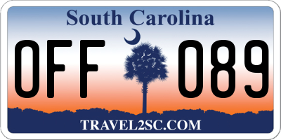 SC license plate OFF089