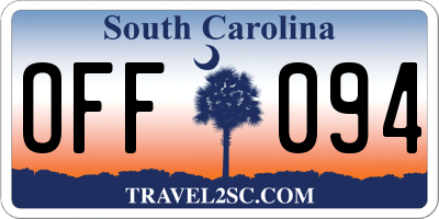 SC license plate OFF094