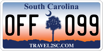 SC license plate OFF099