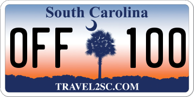 SC license plate OFF100