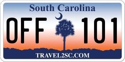 SC license plate OFF101
