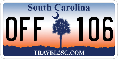 SC license plate OFF106