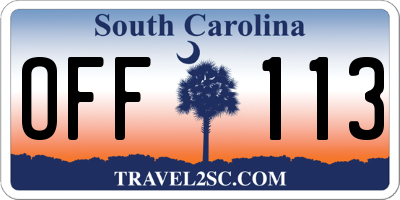 SC license plate OFF113