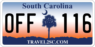 SC license plate OFF116