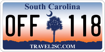 SC license plate OFF118