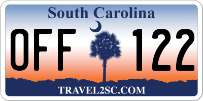 SC license plate OFF122