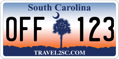 SC license plate OFF123